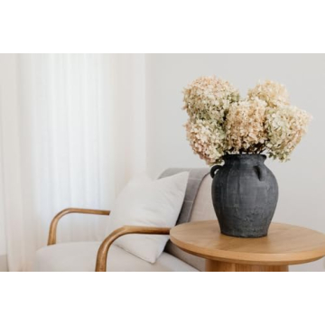 Handmade Black Terracotta Vase Vintage 9.5 Inch Tall