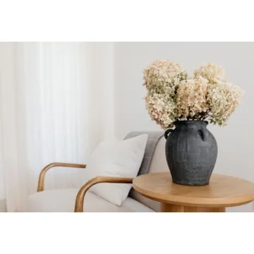 Handmade Black Terracotta Vase Vintage 9.5 Inch Tall