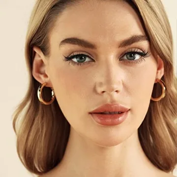 Thick Gold Hoop Earrings for Women Hypoallergenic Design