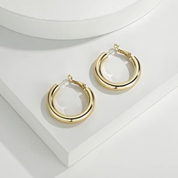 Thick Gold Hoop Earrings for Women Hypoallergenic Design