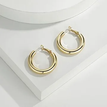 Thick Gold Hoop Earrings for Women Hypoallergenic Design