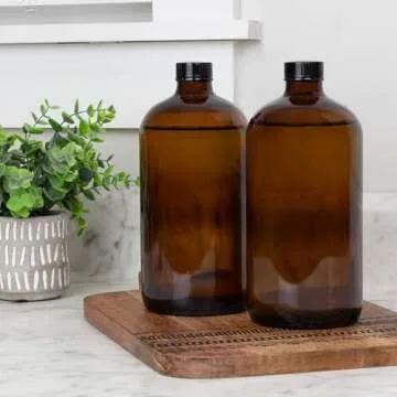 Cornucopia Amber Kombucha Growler Bottles: 32 oz, 4-Pack for Home Brewing