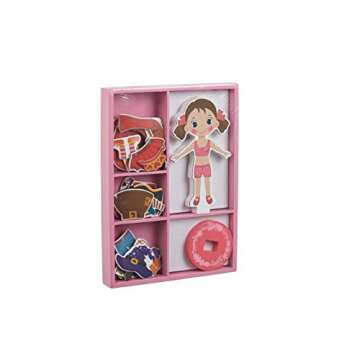 TOYSTER'S Magnetic Wooden Dress-Up Dolls Toy | Pretend Play Set Includes: 1 Wood Doll with 30 Assorted Costume Dress Ideas | Not Your Average Paper Doll | Great Gift Idea for Little Girls 3+