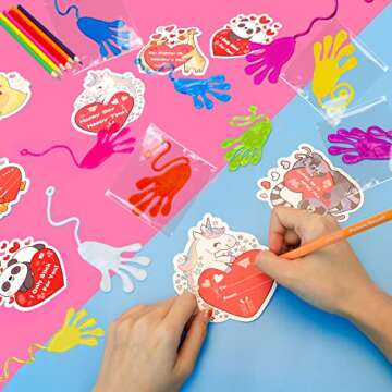 Max Fun 28 Pack Sticky Hands for Kids' Valentines Day Gifts
