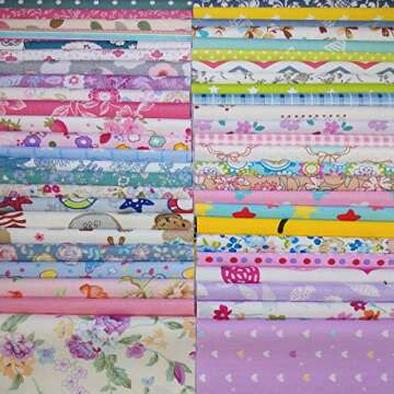 levylisa 50 Pieces Pre Cut Assorted Colours Cotton Squares Quilting Fabric,Patchwork Fabric Patchwor...