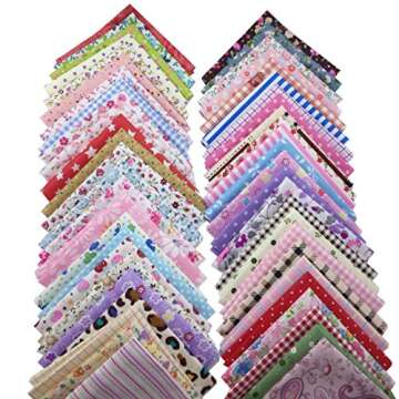 levylisa 50 Assorted Cotton Squares for Quilting and Crafts