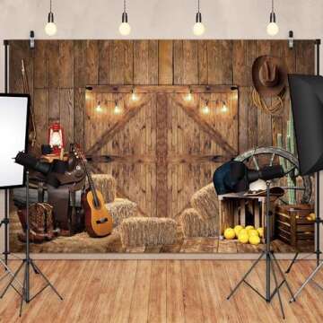 Felortte 8x6FT Polyester Fabric Fall Farm Door Backdrop Rustic Warehouse Barnyard Photography Backgr...