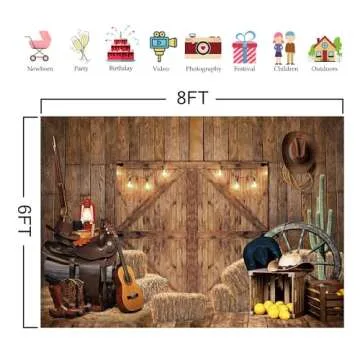 Felortte 8x6FT Rustic Barnyard Backdrop for Parties