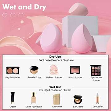 8 PCS Makeup Sponges Blender Latex-Free Vegan Beauty Sponge Professional Beauty Sponge Blender Makeup Egg Foundation Blending
