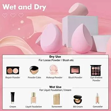 8 PCS Makeup Sponges Blender Latex-Free Vegan Beauty Sponge Professional Beauty Sponge Blender Makeup Egg Foundation Blending
