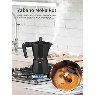 Yabano Stovetop Espresso Maker, 3 Cups Moka Coffee Pot Italian Espresso for Gas or Electric Ceramic Stovetop, Italian Coffee maker for Cappuccino or Latte