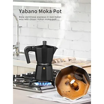 Yabano Stovetop Espresso Maker, 3 Cups Moka Coffee Pot Italian Espresso for Gas or Electric Ceramic Stovetop, Italian Coffee maker for Cappuccino or Latte