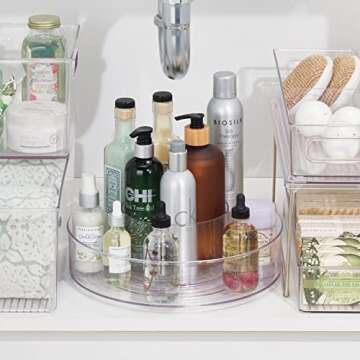 mDesign Plastic Lazy Susan Round Spinning Storage Tray; Rotating 360 Degree Carousel Organizer for M...