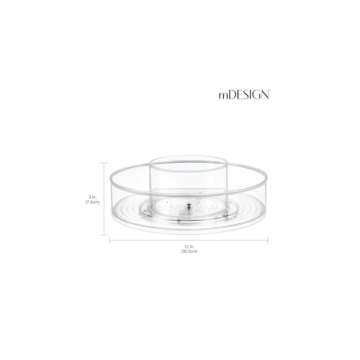 mDesign Plastic Lazy Susan Round Spinning Storage Tray; Rotating 360 Degree Carousel Organizer for Makeup, Cosmetic Organization; Holder for Nail Polish, Perfume, Health and Beauty Essentials - Clear