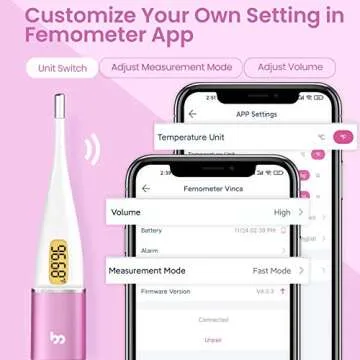 Digital Basal Thermometer, High-Precision Oral Thermometer with Backlit & LCD, 1/100th Degree and Memory Recall Thermometer with APP(iOS & Android) for Nature Family Planning and Fever, Purple