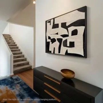 Large Framed Black and White Abstract Wall Art Set of 2