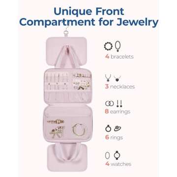 BAGSMART Travel Toiletry Bag with Jewelry Organizer, Hanging Travel Bag for Toiletries, Puffy Makeup...