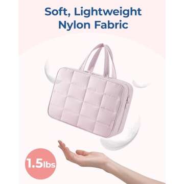 BAGSMART Travel Toiletry Bag with Jewelry Organizer, Hanging Travel Bag for Toiletries, Puffy Makeup Cosmetic Bag Organizer, Carry-on Travel Accessories Essentials, Pink-L