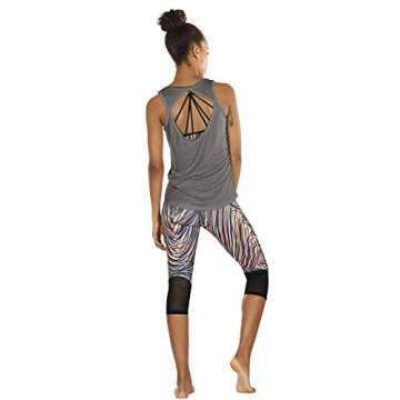 icyzone Yoga Tops Racerback Tank for Women - Grey/Green