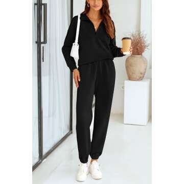 BTFBM Womens 2 Piece Sweatsuit Sets Fall Outfits Tracksuits 2025 Long Sleeve Half Zip Sweatshirt Sweatpants Lounge Set