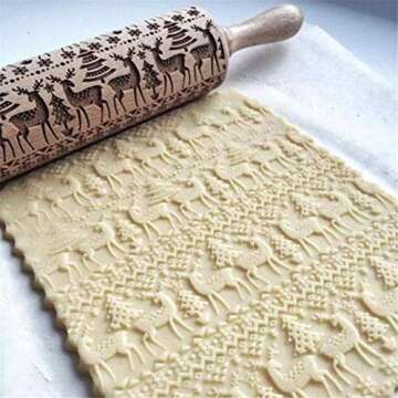 Christmas Embossed Rolling Pin - Fun Holiday Baking Tool for Cookies