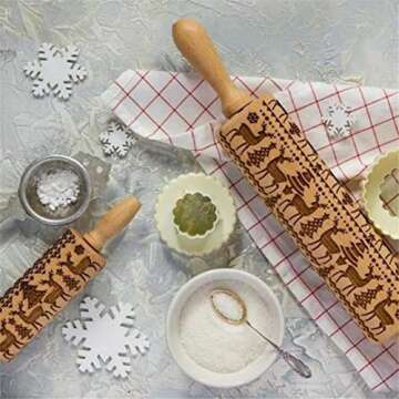 Christmas Embossed Rolling Pin for Festive Baking