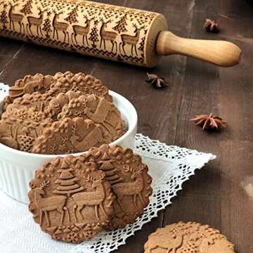Christmas Embossed Rolling Pin for Festive Baking