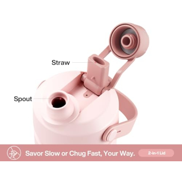 POWCAN Insulated Water Bottle With 2-in-1 Lid