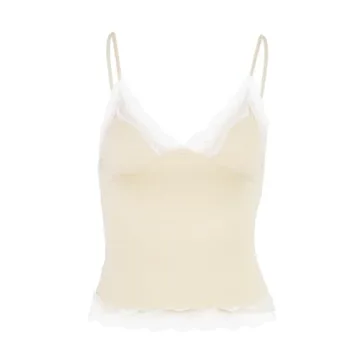 Buy Women’s V Neck Sleeveless Crop Cami with Lace Trim