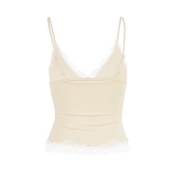 Buy Women’s V Neck Sleeveless Crop Cami with Lace Trim