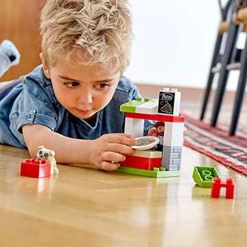 LEGO DUPLO Town Pizza Stand 10927 Pretend Play Pizza Set for Toddlers, Learning Toy for Kids Ages 2 and Over (18 Pieces)