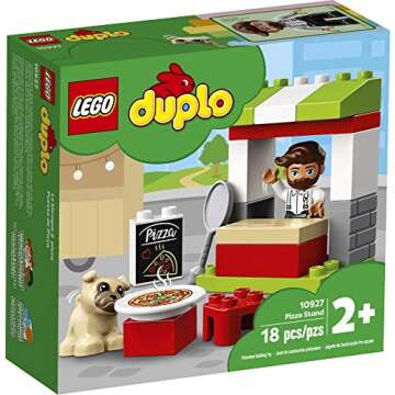 LEGO DUPLO Town Pizza Stand 10927 Pretend Play Pizza Set for Toddlers, Learning Toy for Kids Ages 2 and Over (18 Pieces)