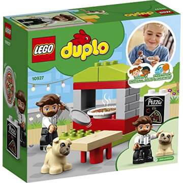 LEGO DUPLO Town Pizza Stand 10927 Pretend Play Pizza Set for Toddlers, Learning Toy for Kids Ages 2 and Over (18 Pieces)