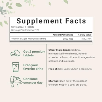 Micro Ingredients Vitamin B12 5000mcg – Chewable Tablets