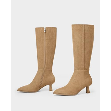 MUCCCUTE Suede Knee High Boots for Women - Kitten Heel Elegance