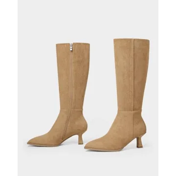 MUCCCUTE Suede Knee High Boots for Women - Kitten Heel Elegance