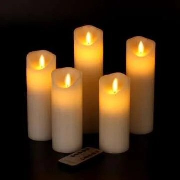 Vinkor Flameless Candles Battery Operated Candles Set Decorative Flameless Candles 4" 5" 6" 7" 8" Classic Real Wax Pillar with Moving LED Flame & 10-Key Remote Control 2/4/6/8 Hours Timer