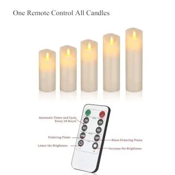 Vinkor Flameless Candles Battery Operated Candles Set Decorative Flameless Candles 4" 5" 6" 7" 8" Classic Real Wax Pillar with Moving LED Flame & 10-Key Remote Control 2/4/6/8 Hours Timer