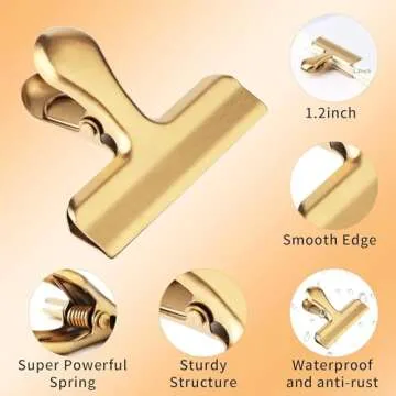 Erduoduo Gold Chip Clips - Durable All-Purpose Bag Clips