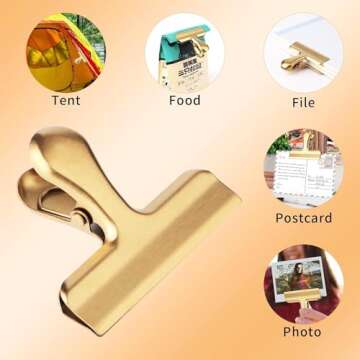 Erduoduo Gold Chip Clips - Durable All-Purpose Bag Clips