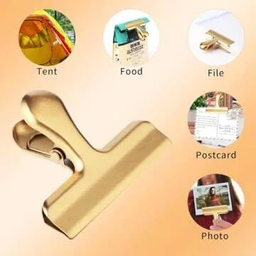 Erduoduo Gold Chip Clips - Durable All-Purpose Bag Clips