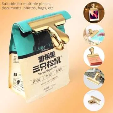 Erduoduo Gold Chip Clips - Durable All-Purpose Bag Clips