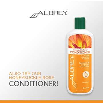 AUBREY Honeysuckle Rose Shampoo | Restores, Hydrates & Replenishes Dry Hair | Rosa Mosqueta Rose Hip & Argan Oils | 75% Organic Ingredients | 11oz