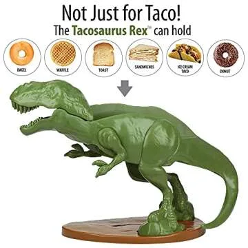Dinosaur Taco Holders - T-Rex Premium Novelty Taco Stand and Set of 4 Dino Flat Fold Stands