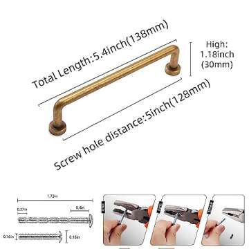 BUKOBYHE 10 Pack 5Inch Kitchen Cabinet Handles Antique Brass Cabinet Pulls Vintage Drawer Pulls Kitc...