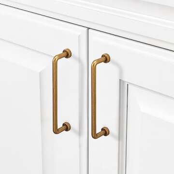 BUKOBYHE 10 Pack 5Inch Kitchen Cabinet Handles Antique Brass Cabinet Pulls Vintage Drawer Pulls Kitchen Hardware Zinc Alloy Kitchen Handles for Cabinets Cupboard Handles Drawer Handles