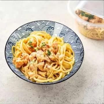 Dyware 38 oz Japanese Ramen Bowls Set of 4, Large Pho Bowls, 8 Inch Ceramic Blue and White Soup Bowls, Wave Pattern