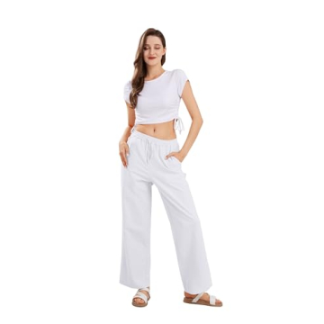 Stylish CHARTOU Women's Linen Palazzo Pants for Summer