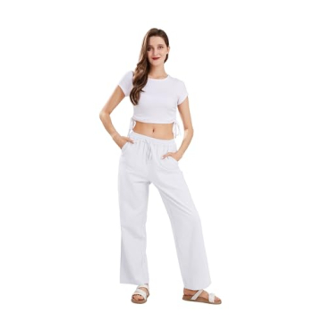 Stylish CHARTOU Women's Linen Palazzo Pants for Summer