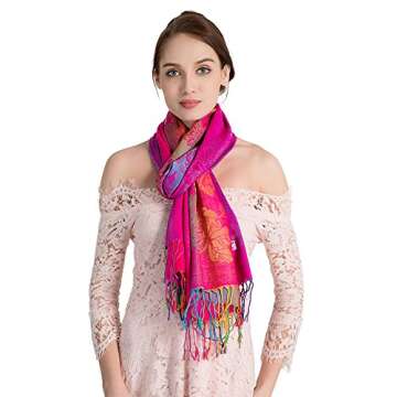 Neelamvar Fashion Colorful flowers Jacquard cotton pashmina Women Wrap Shawl tassels Scarves 75" x 27.5" (THM08-03)